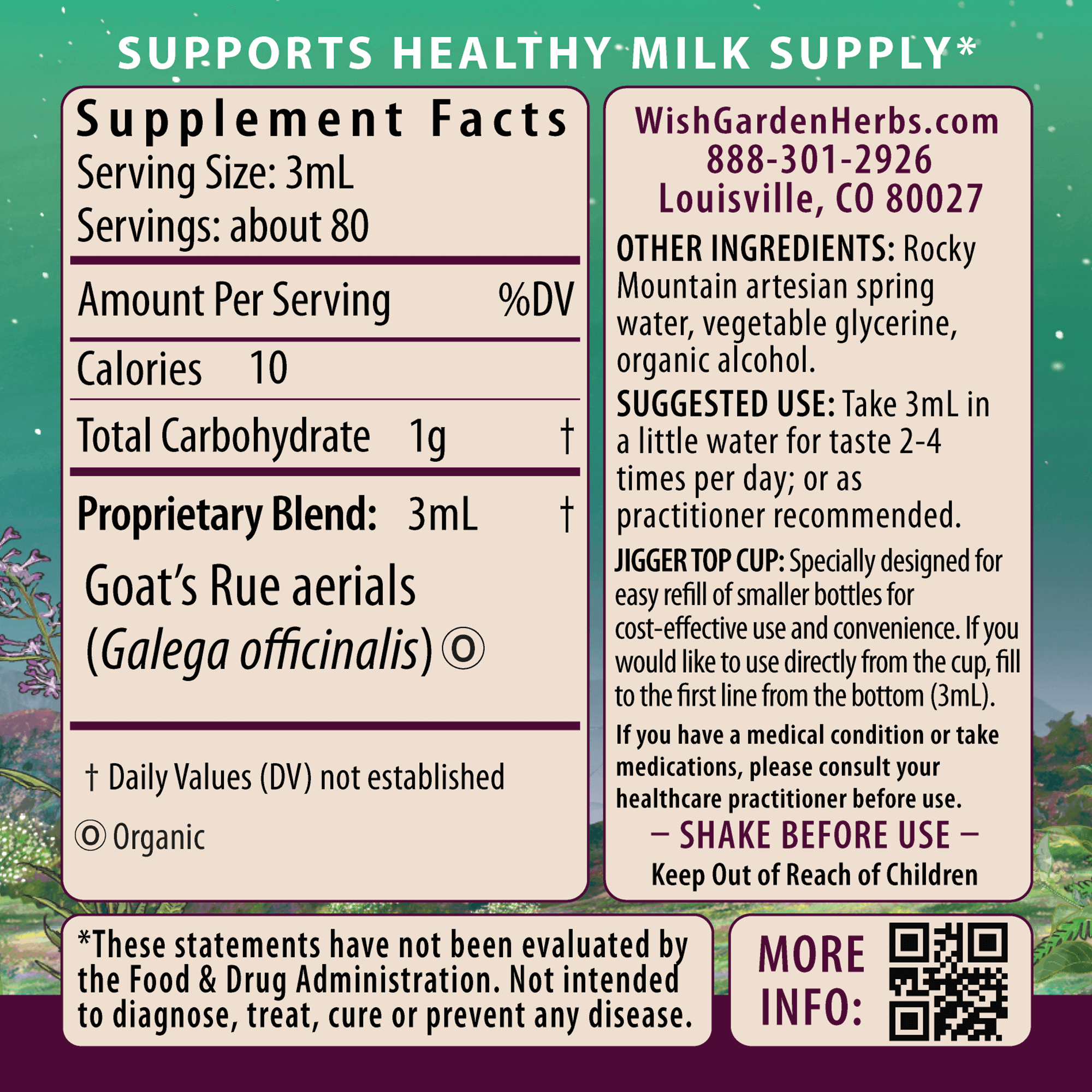 Goat's Rue Lactation Aid Ingredients & Supplement Facts