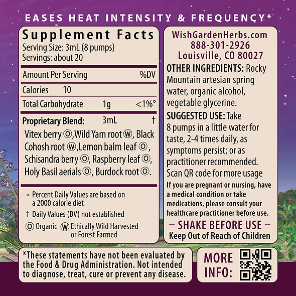 Hot Flash Tamer Daily Regulator Ingredients & Supplement Facts