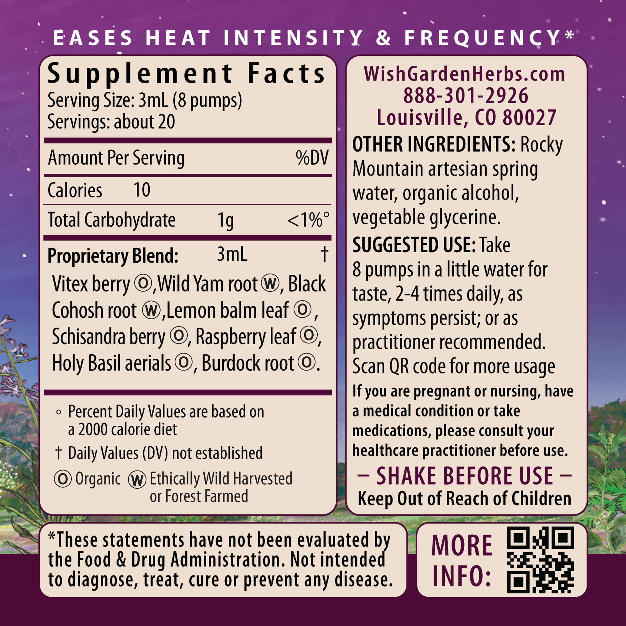 Hot Flash Tamer Daily Regulator Ingredients & Supplement Facts