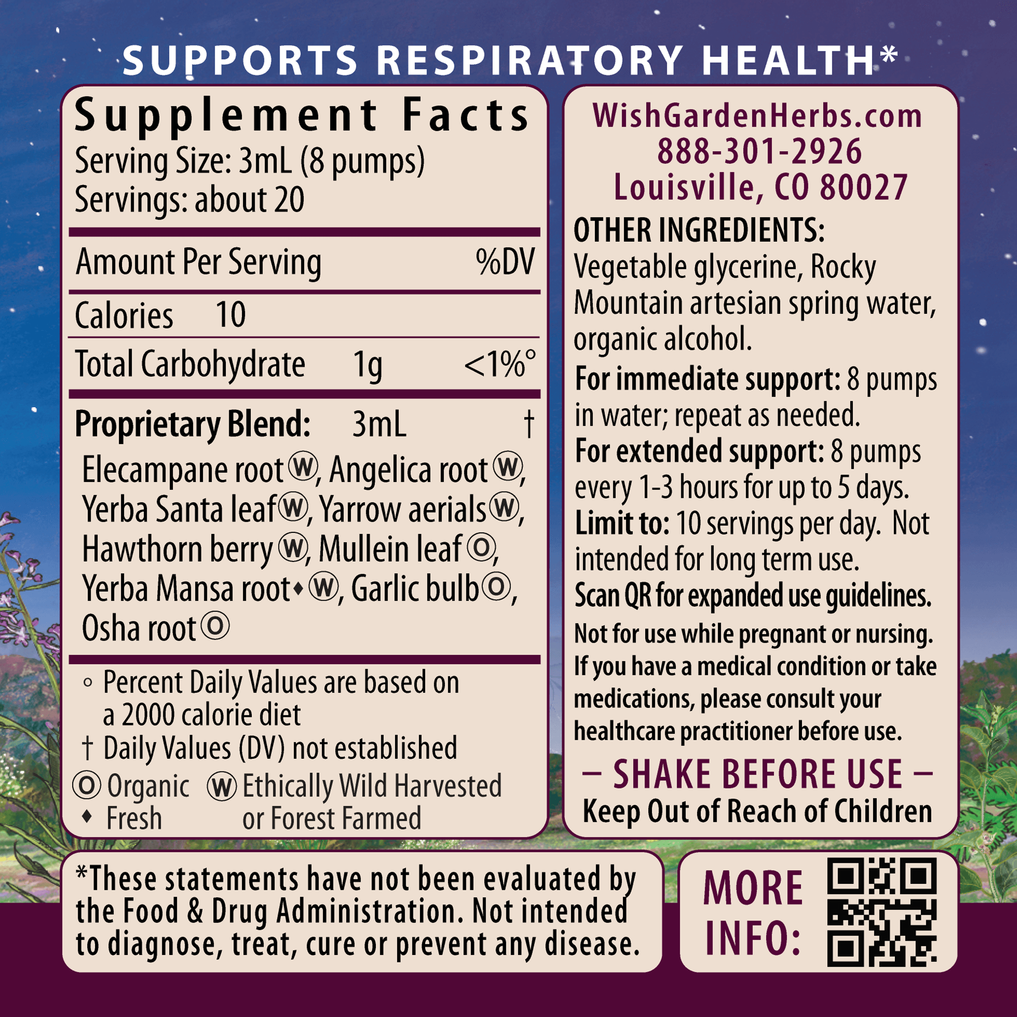 Deep Lung Ingredients & Supplement Facts