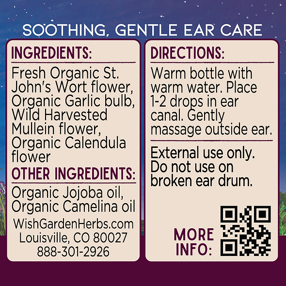 Ear Be Well Restorative Oil Ingredients & Supplement Facts