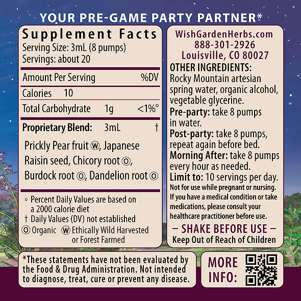 Party Prep: For a Better Morning After Ingredients & Supplement Facts