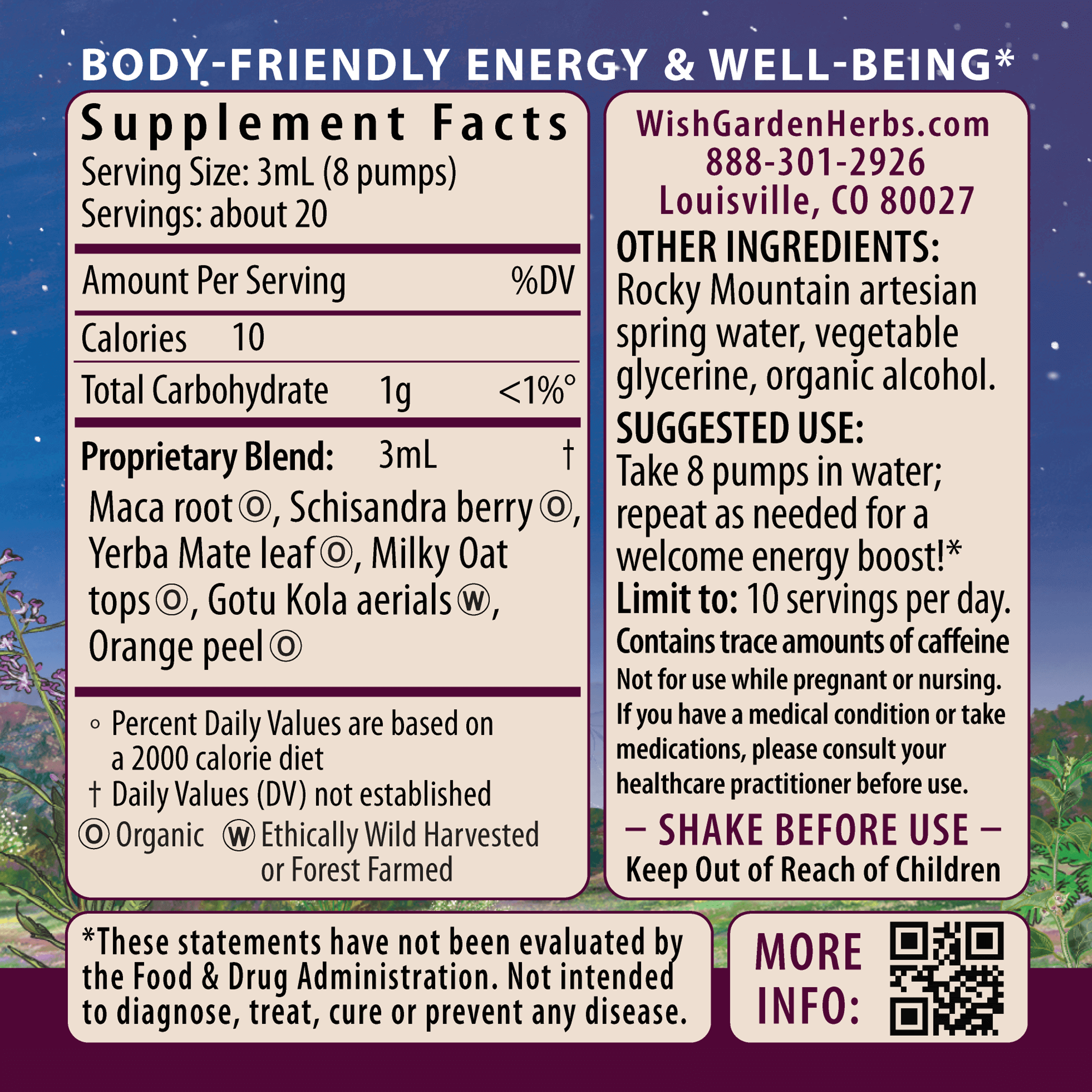 Rise & Energize Daily Energy Boost Ingredients & Supplement Facts