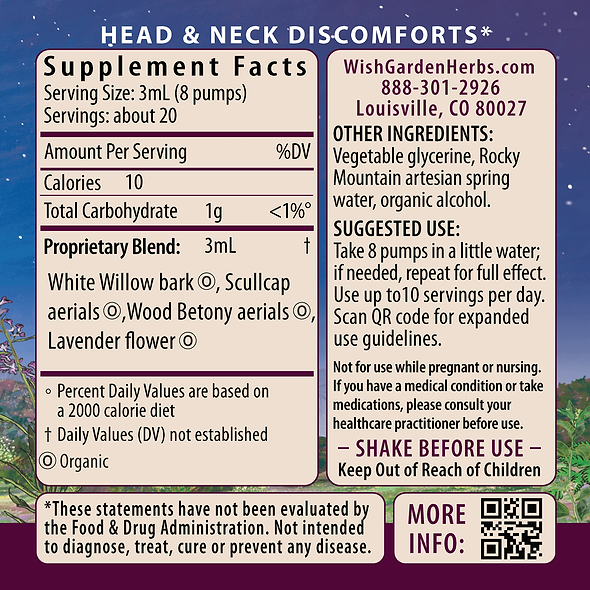 Cranial Comfort Tension Release Ingredients & Supplement Facts