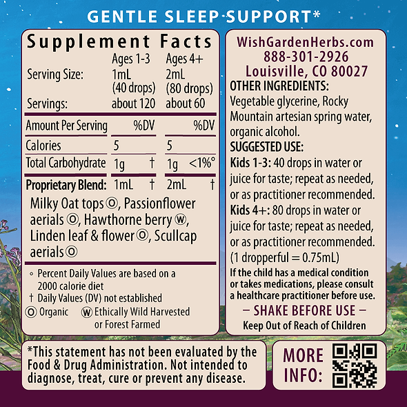 Sleepy Nights & Fresh Mornings For Kids Ingredients & Supplement Facts