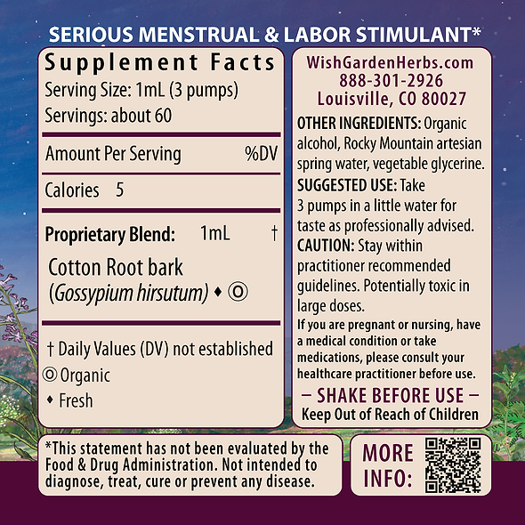 Cotton Root Ingredients & Supplement Facts