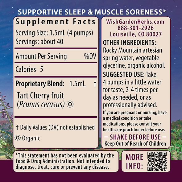 Tart Cherry Ingredients & Supplement Facts