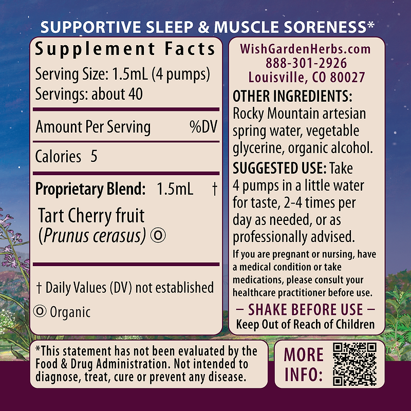Tart Cherry Ingredients & Supplement Facts