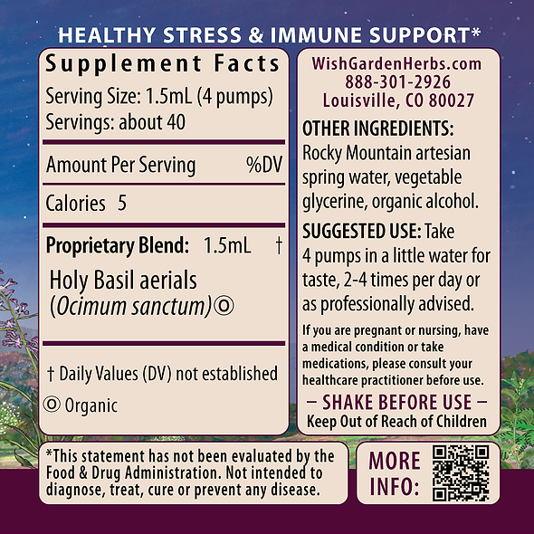 Holy Basil Ingredients & Supplement Facts