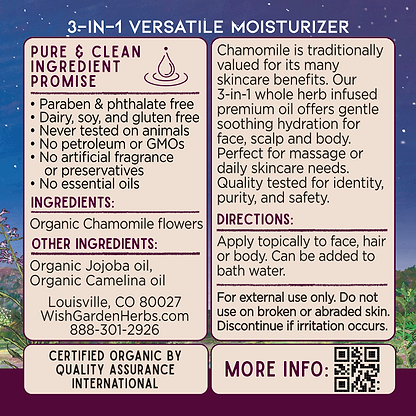 Chamomile Oil Relax & Replenish Ingredients & Supplement Facts