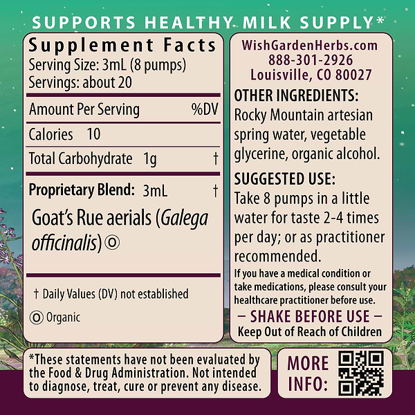 Goat's Rue Lactation Aid Ingredients & Supplement Facts