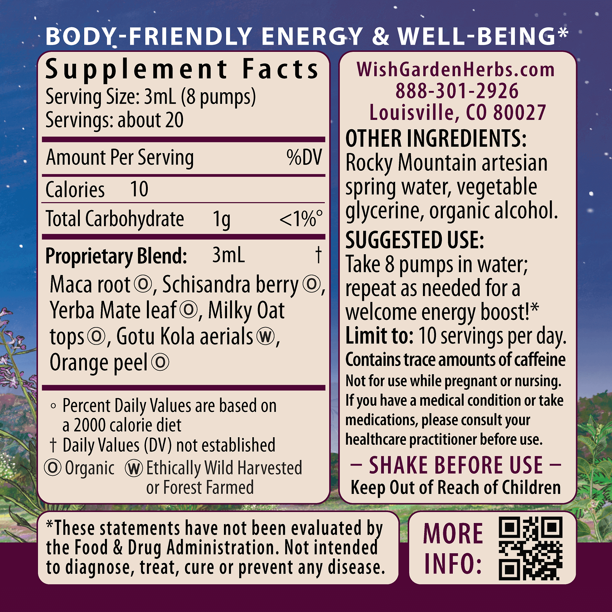 Rise & Energize Daily Energy Boost Ingredients & Supplement Facts