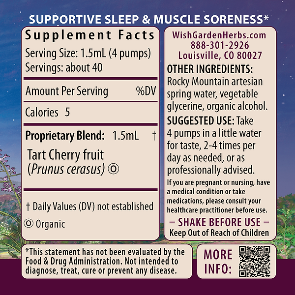Tart Cherry Ingredients & Supplement Facts