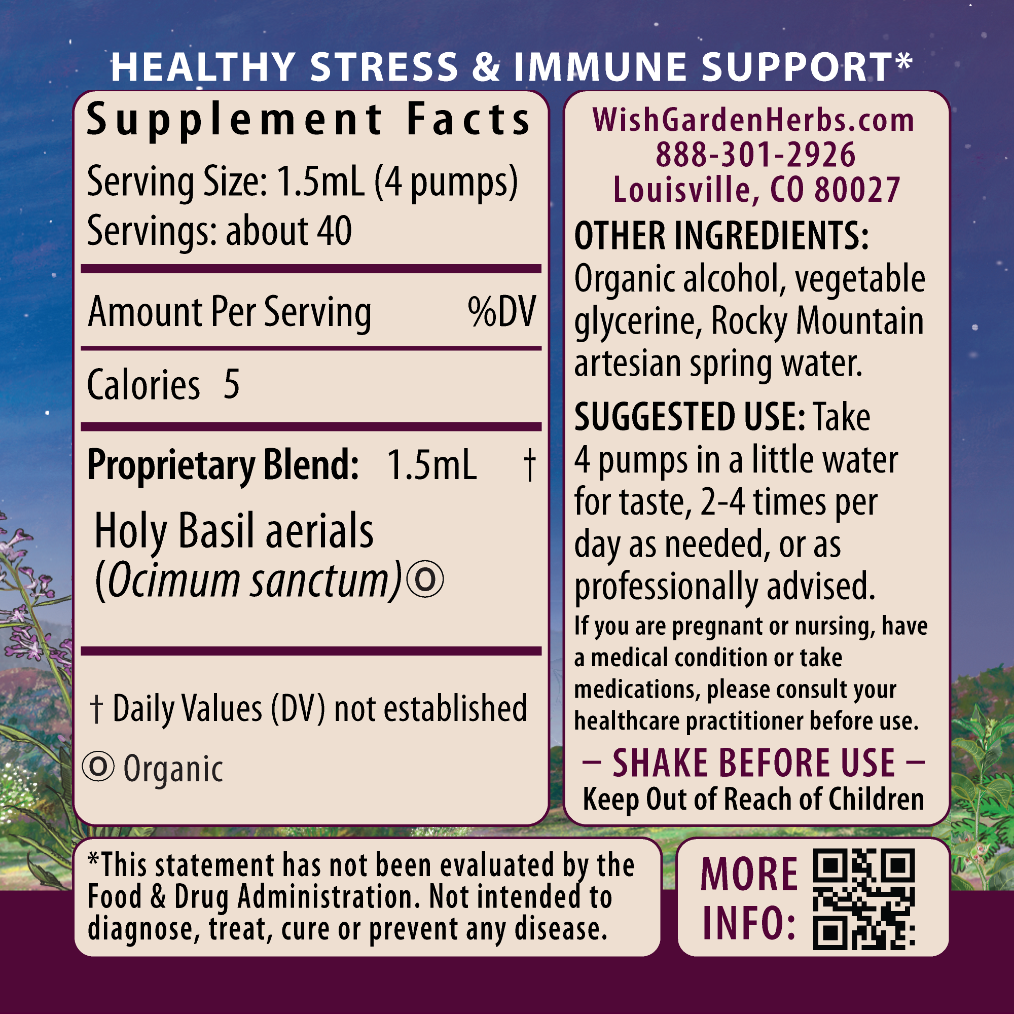 Holy Basil Ingredients & Supplement Facts