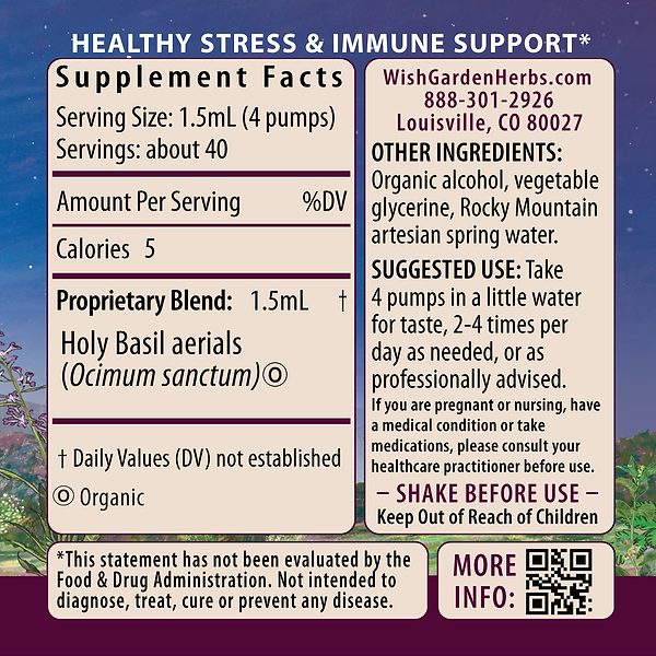 Holy Basil Ingredients & Supplement Facts