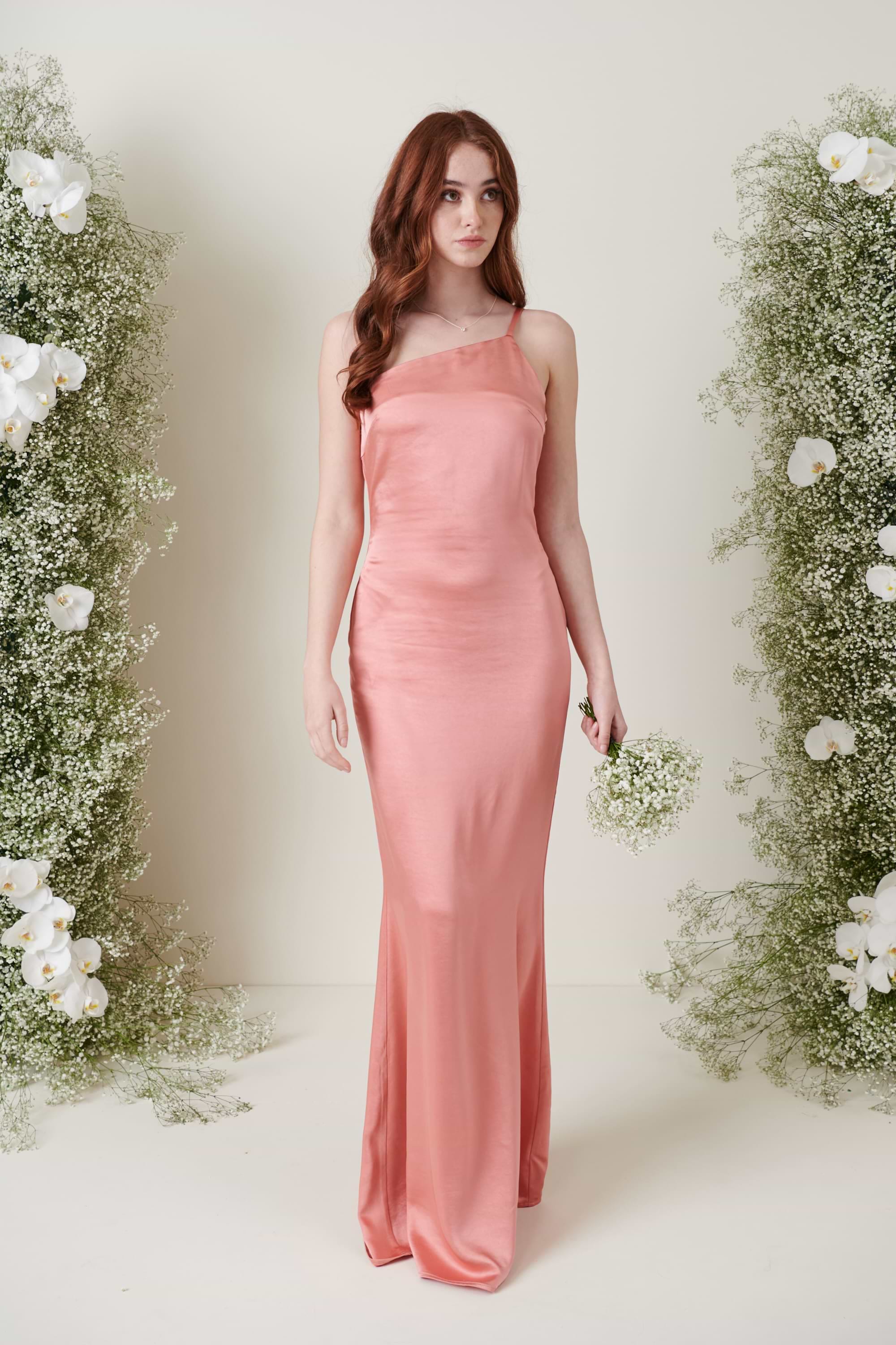 Amelia Maxi Bridesmaid Dress - Matte Apricot Pink