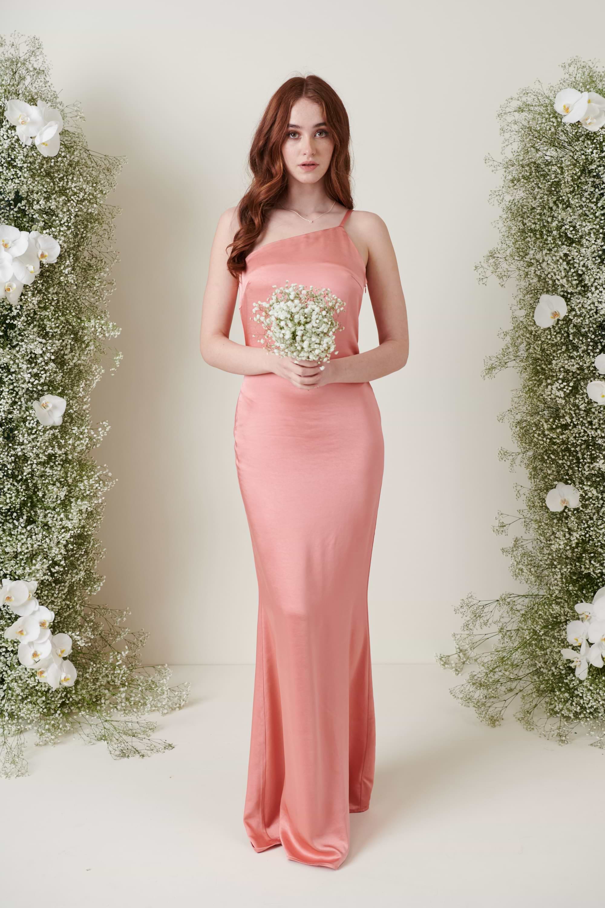 Amelia Maxi Bridesmaid Dress - Matte Apricot Pink