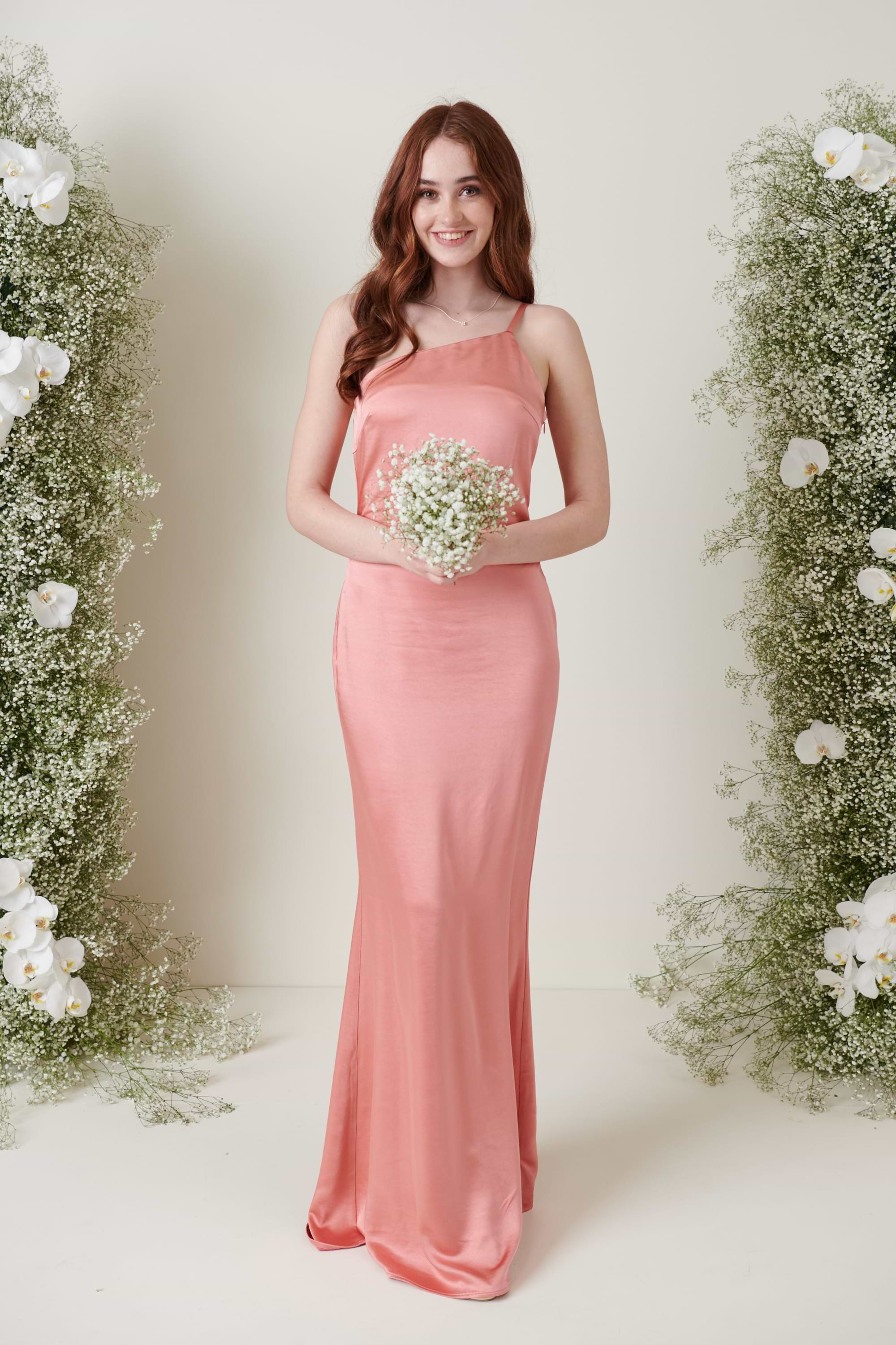 Amelia Maxi Bridesmaid Dress - Matte Apricot Pink