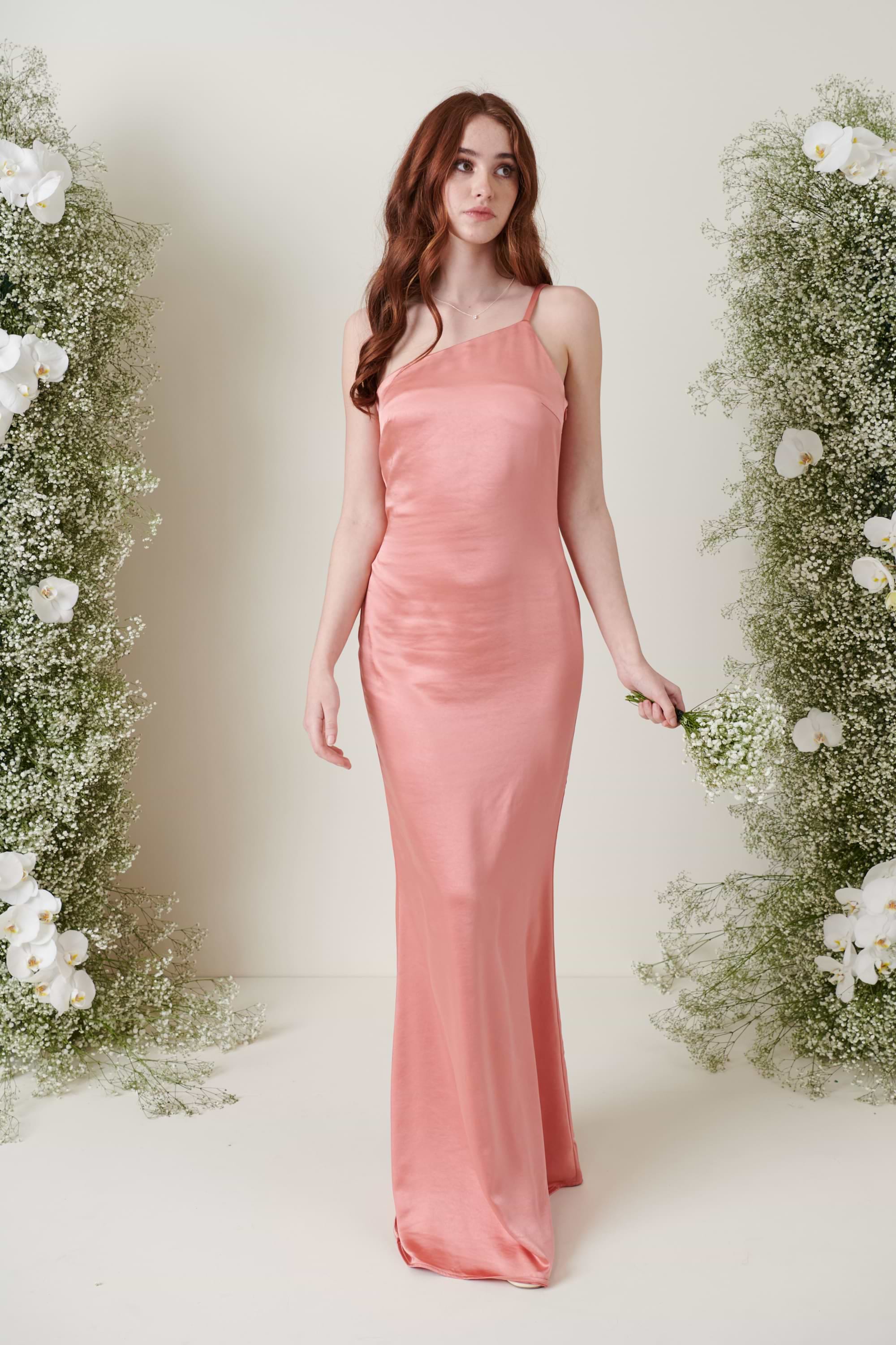 Amelia Maxi Bridesmaid Dress - Matte Apricot Pink