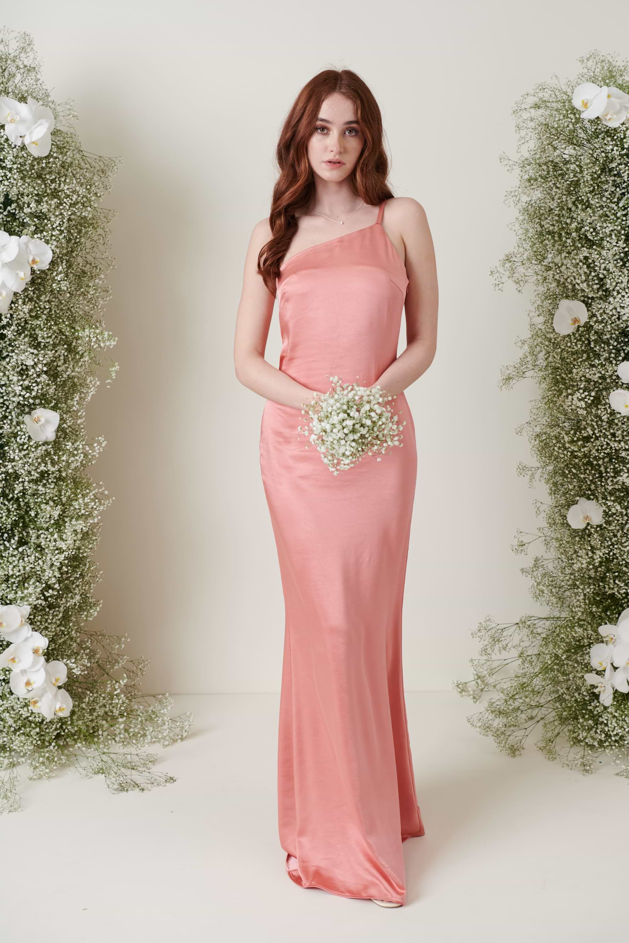 Amelia Maxi Bridesmaid Dress - Matte Apricot Pink