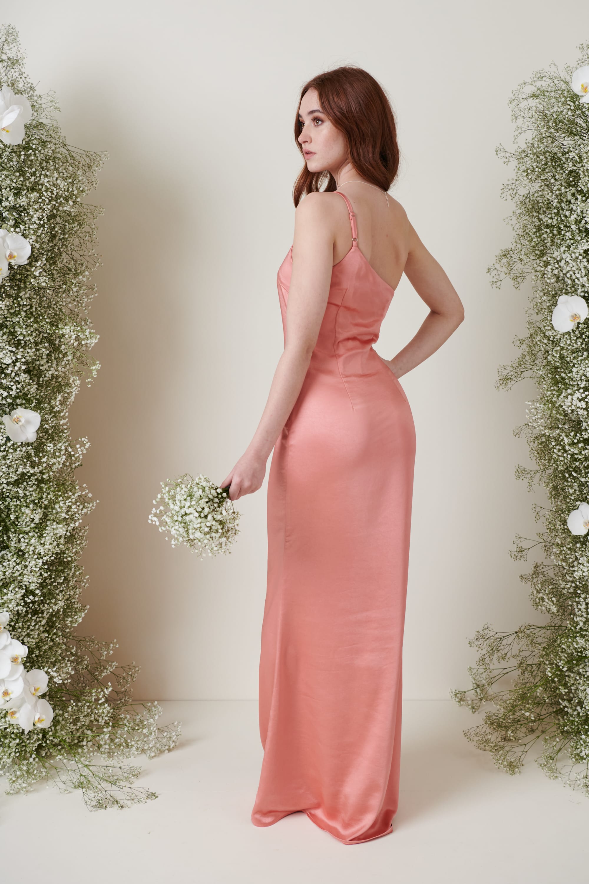 Amelia Maxi Bridesmaid Dress - Matte Apricot Pink
