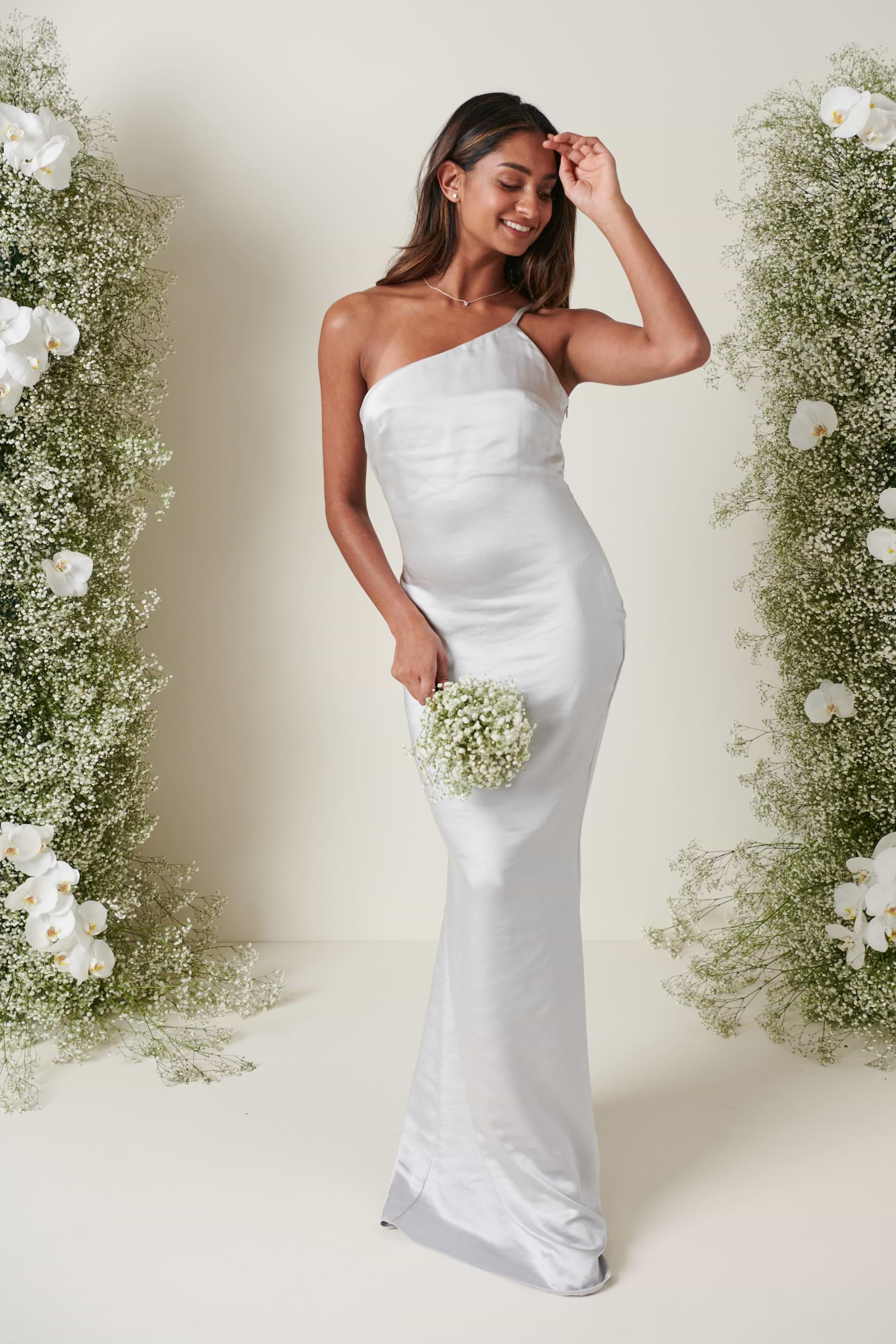 Amelia Maxi Bridesmaid Dress - Matte Silver