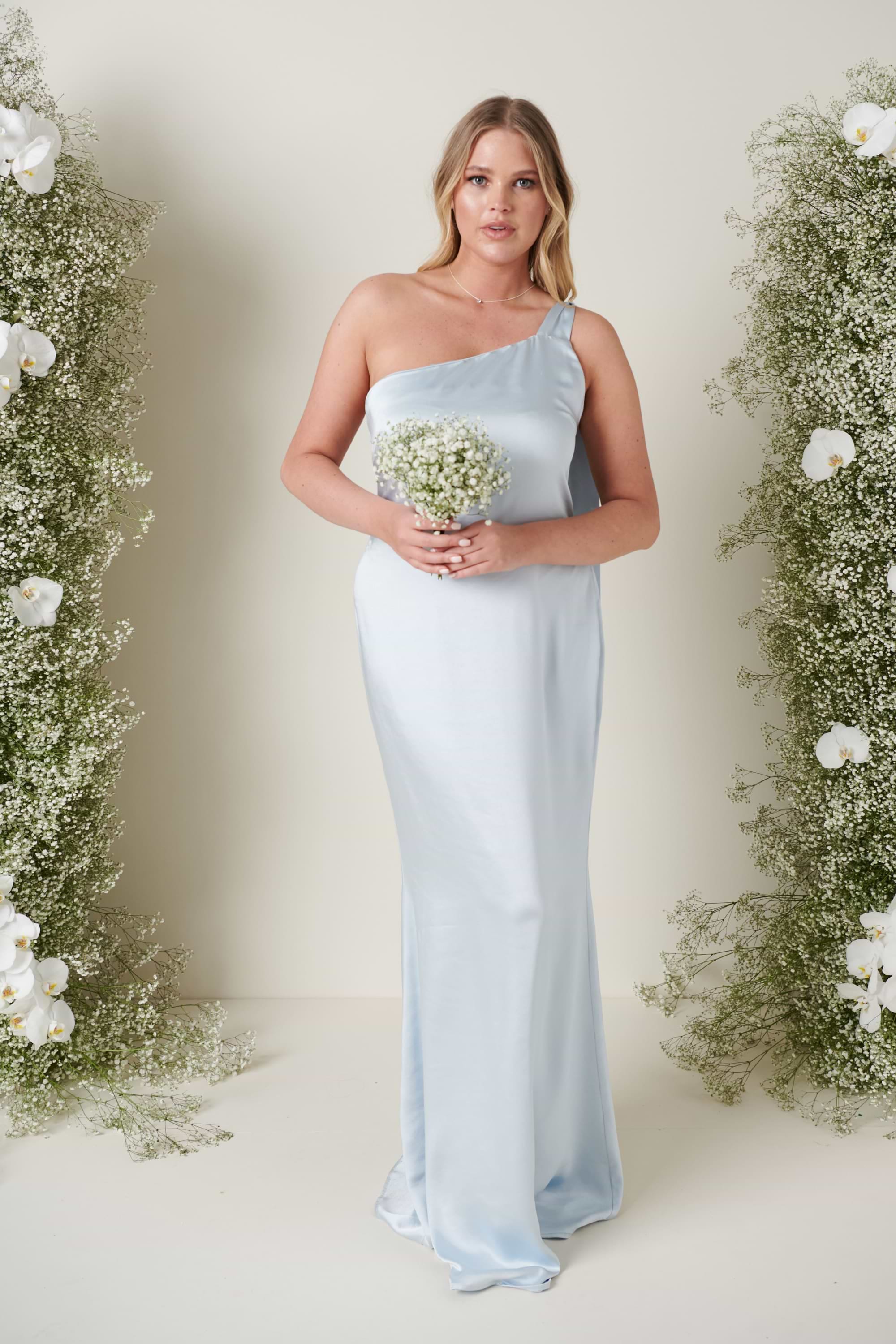 Amelia Tie Maxi Bridesmaid Dress - Matte Ice Blue