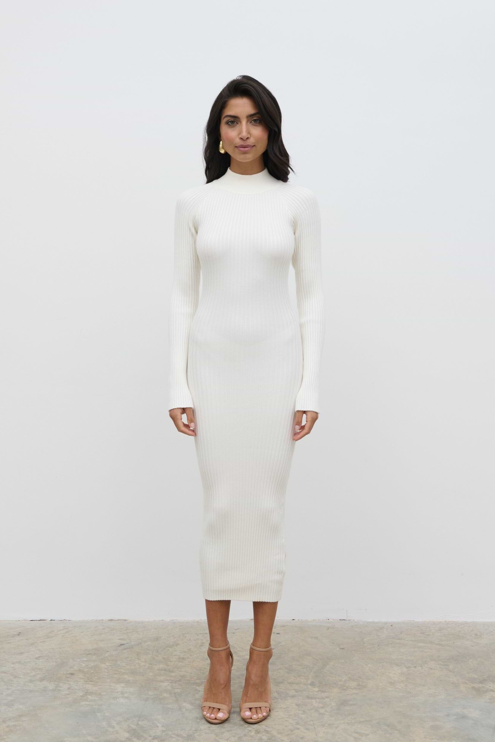 Abbey Knit Midaxi Dress - Cream