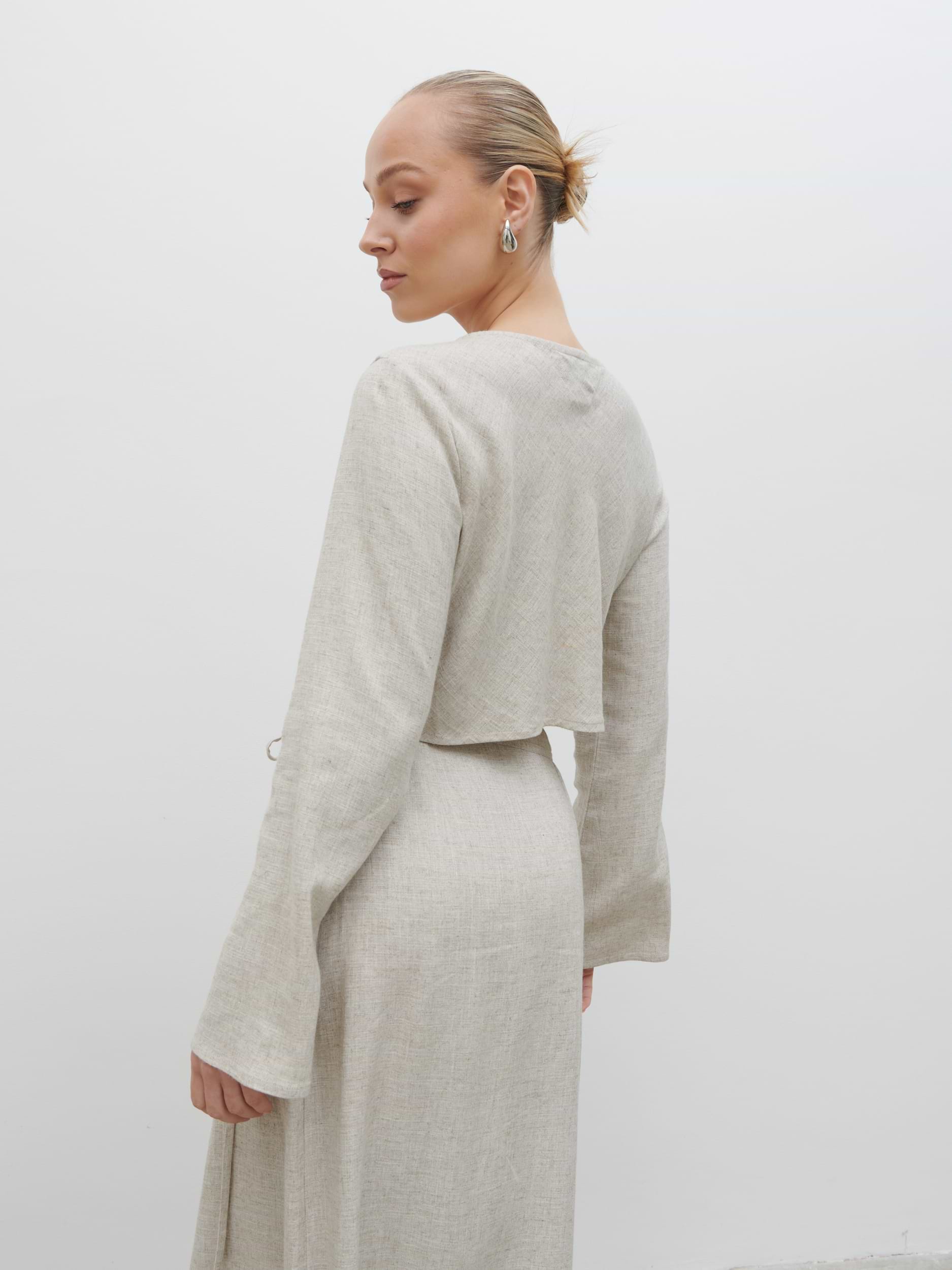 Abigail Button Front Linen Blouse - Natural