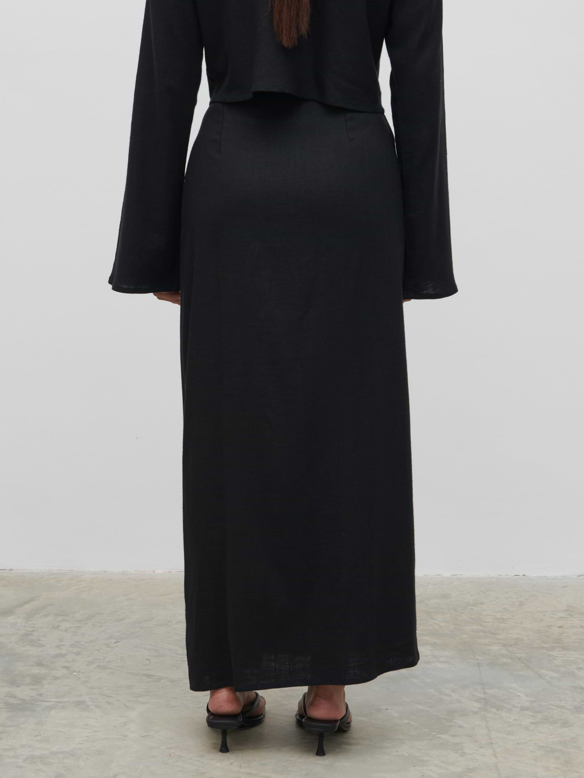 Abigail Wrap Linen Midaxi Skirt - Black