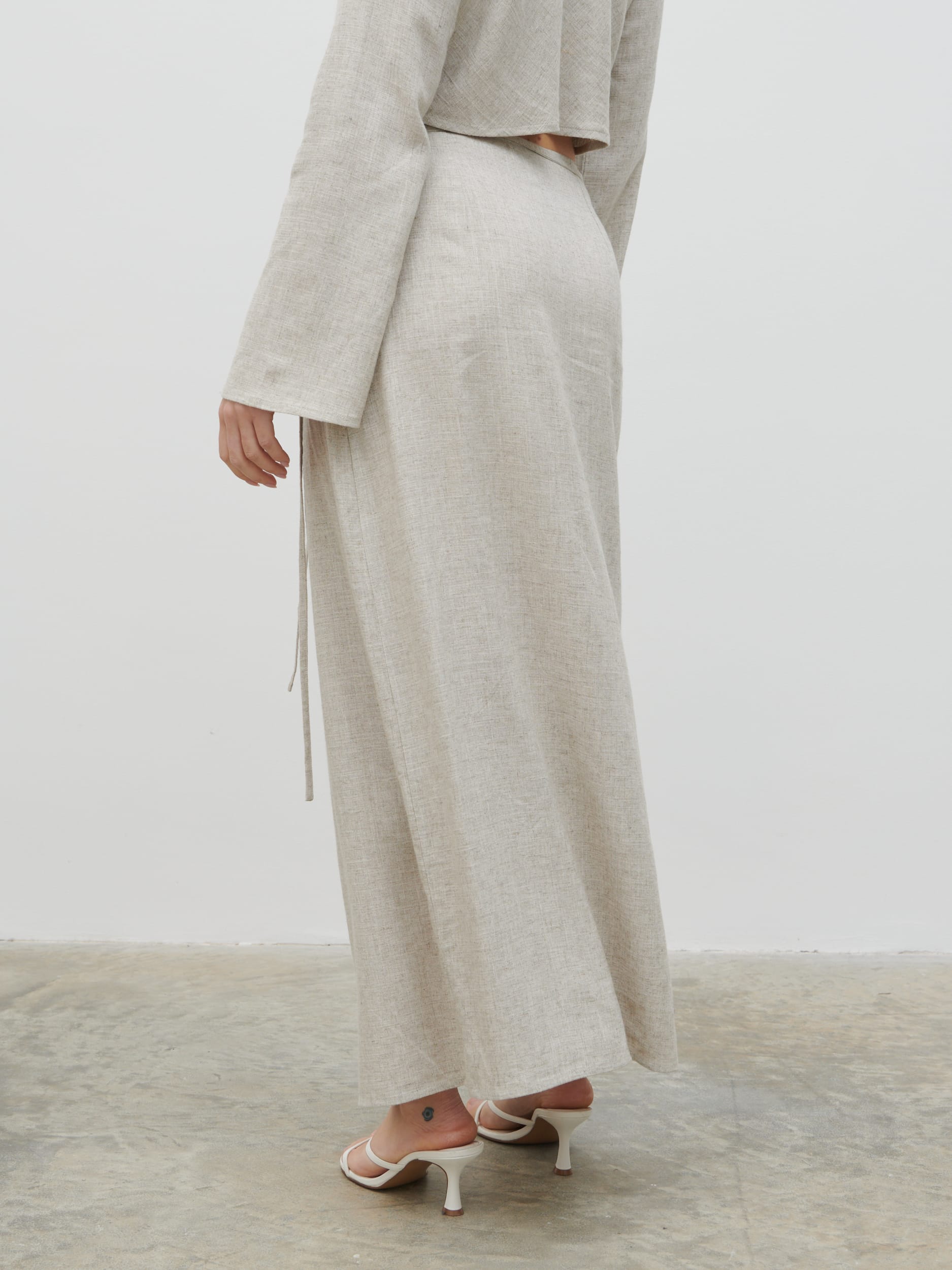 Abigail Wrap Linen Midaxi Skirt - Natural