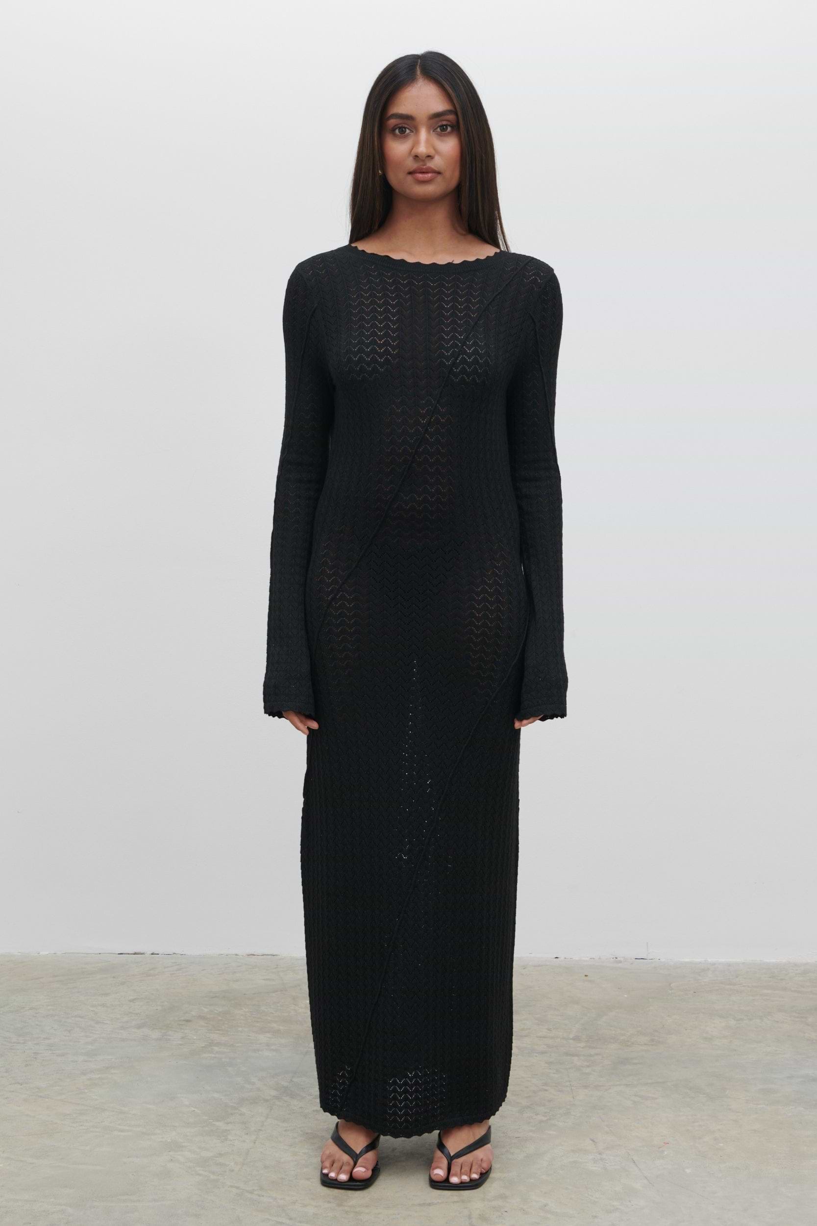 Adeline Knit Midaxi Dress - Black