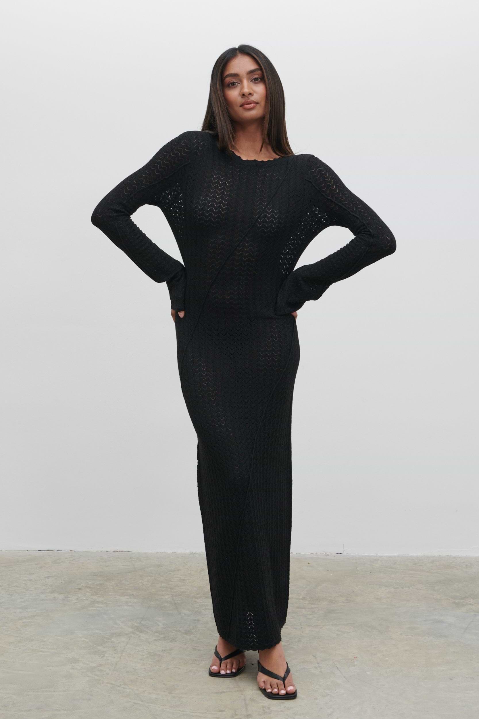 Adeline Knit Midaxi Dress - Black