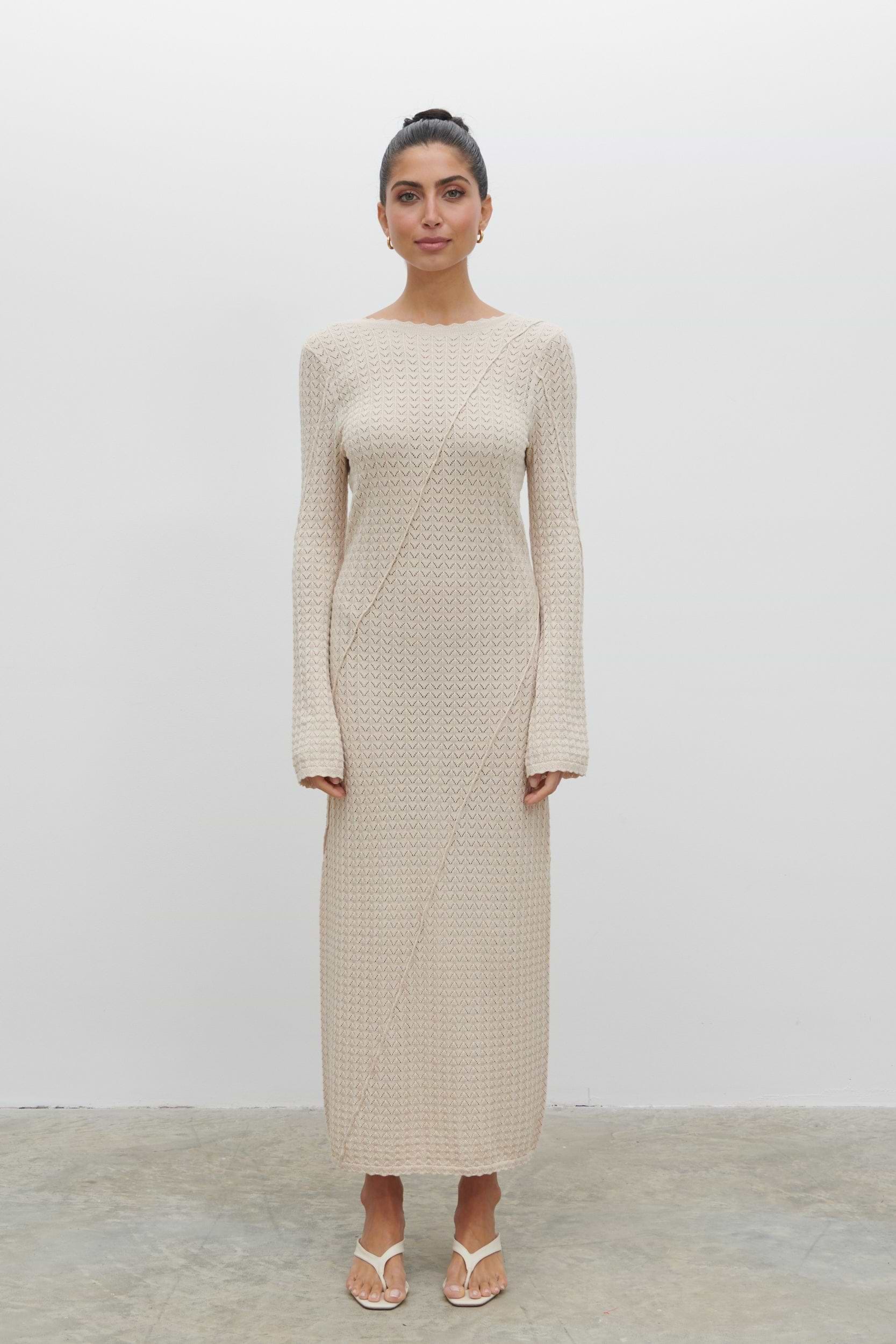 Adeline Knit Midaxi Dress - Beige