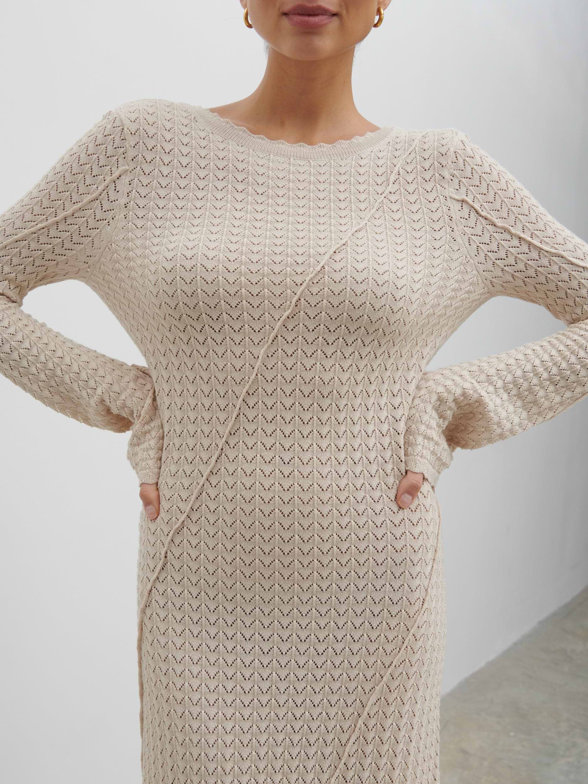 Adeline Knit Midaxi Dress - Beige
