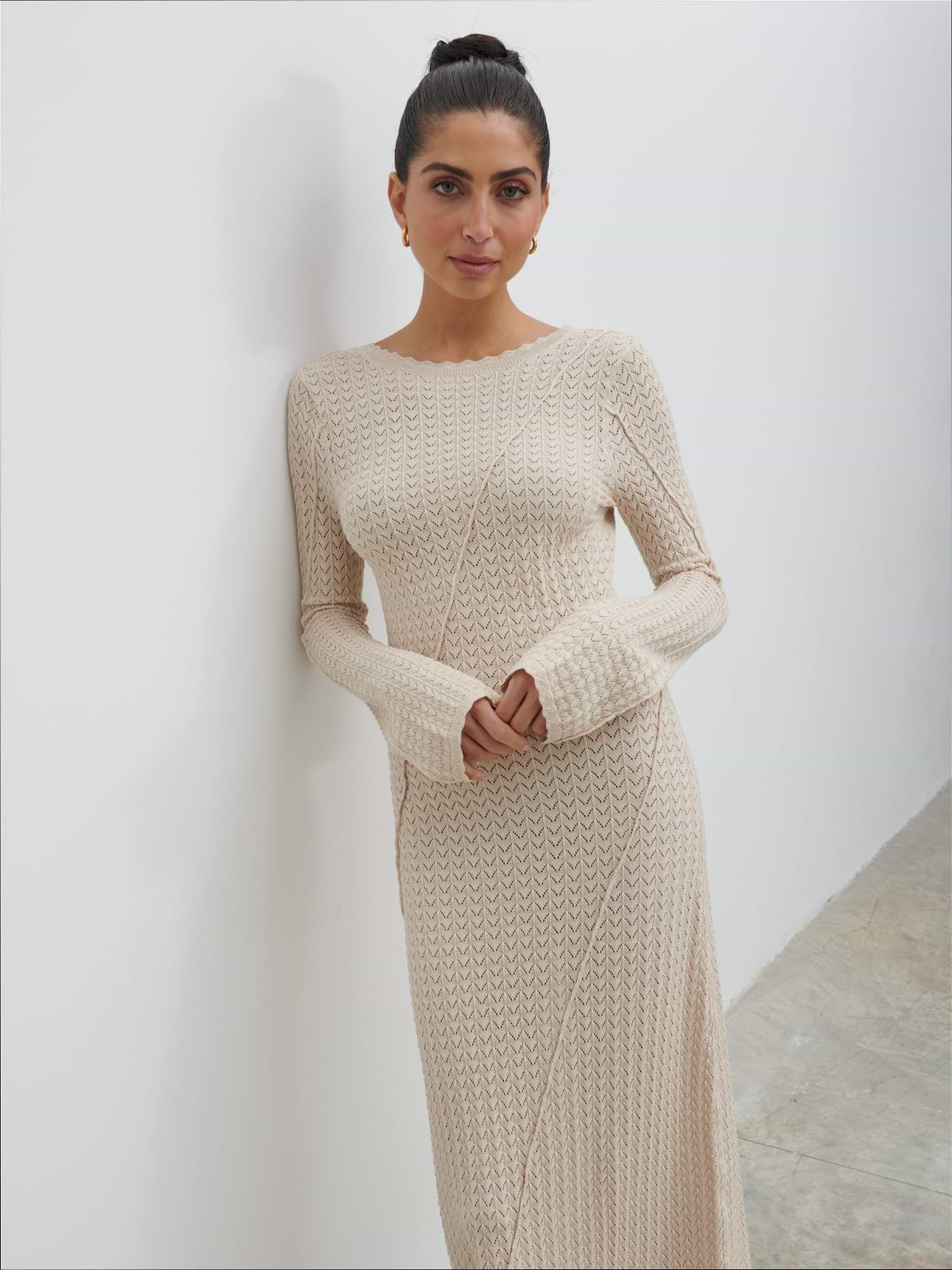 Adeline Knit Midaxi Dress - Beige