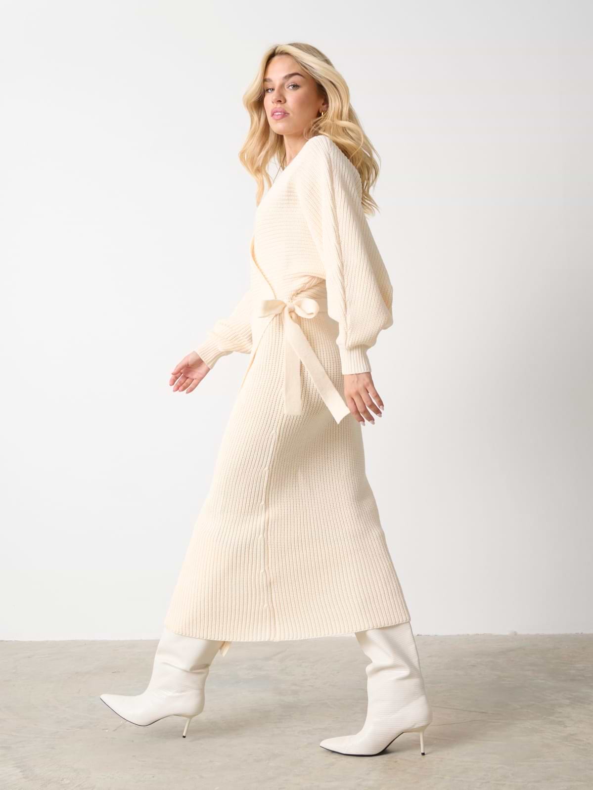 Aidan Cosy Wrap Dress - Cream