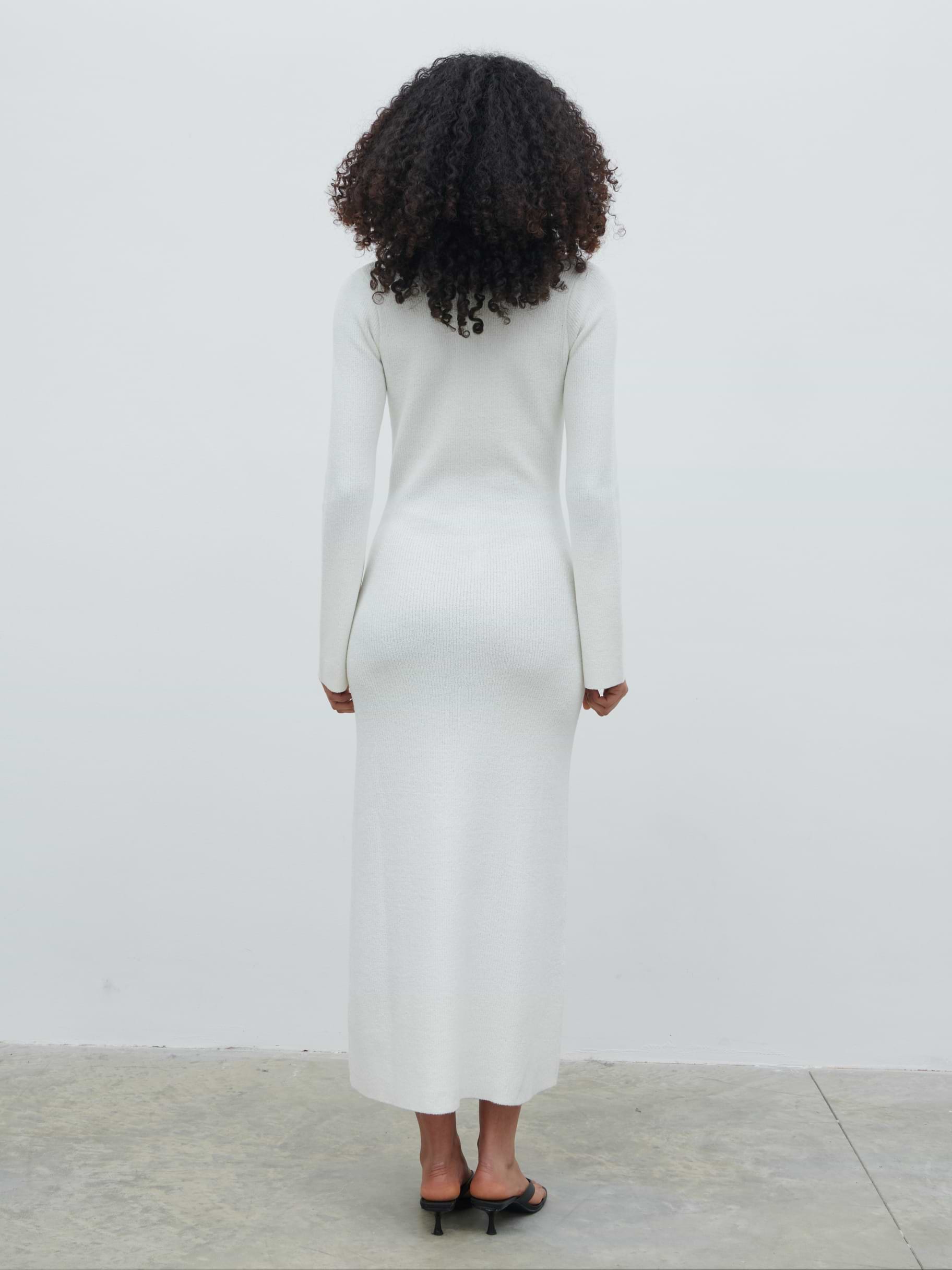 Ailey Contrast Seam Knit Midaxi Dress - Cream and Black