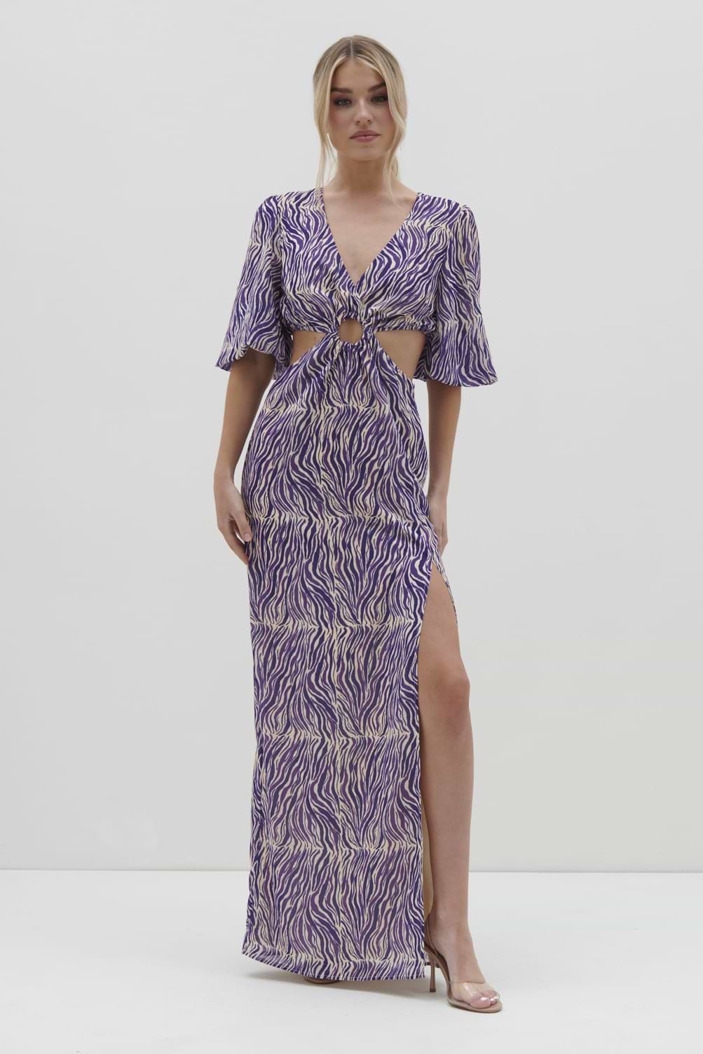Ainsley Cut Out Maxi Dress - Iris Zebra