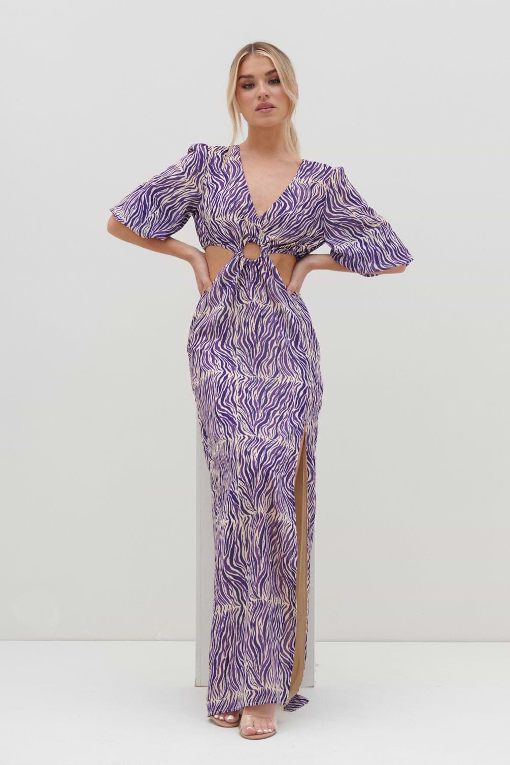 Ainsley Cut Out Maxi Dress - Iris Zebra