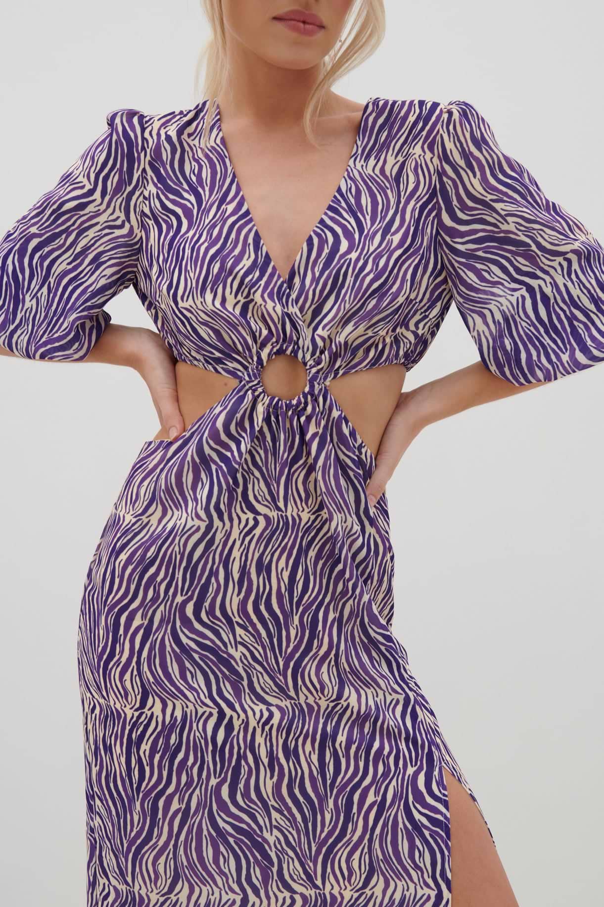 Ainsley Cut Out Maxi Dress - Iris Zebra