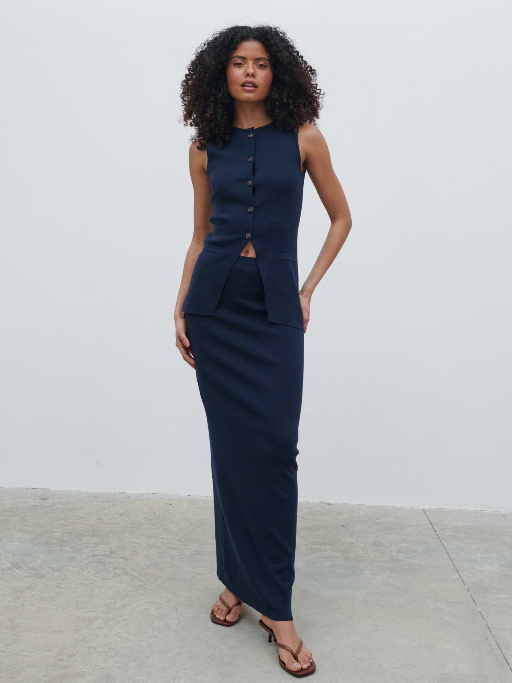 Alba Knit Waistcoat - Navy