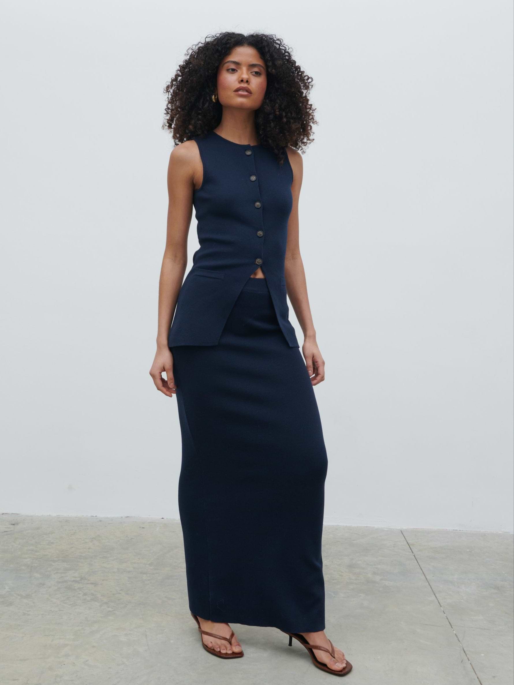 Alba Knit Waistcoat - Navy