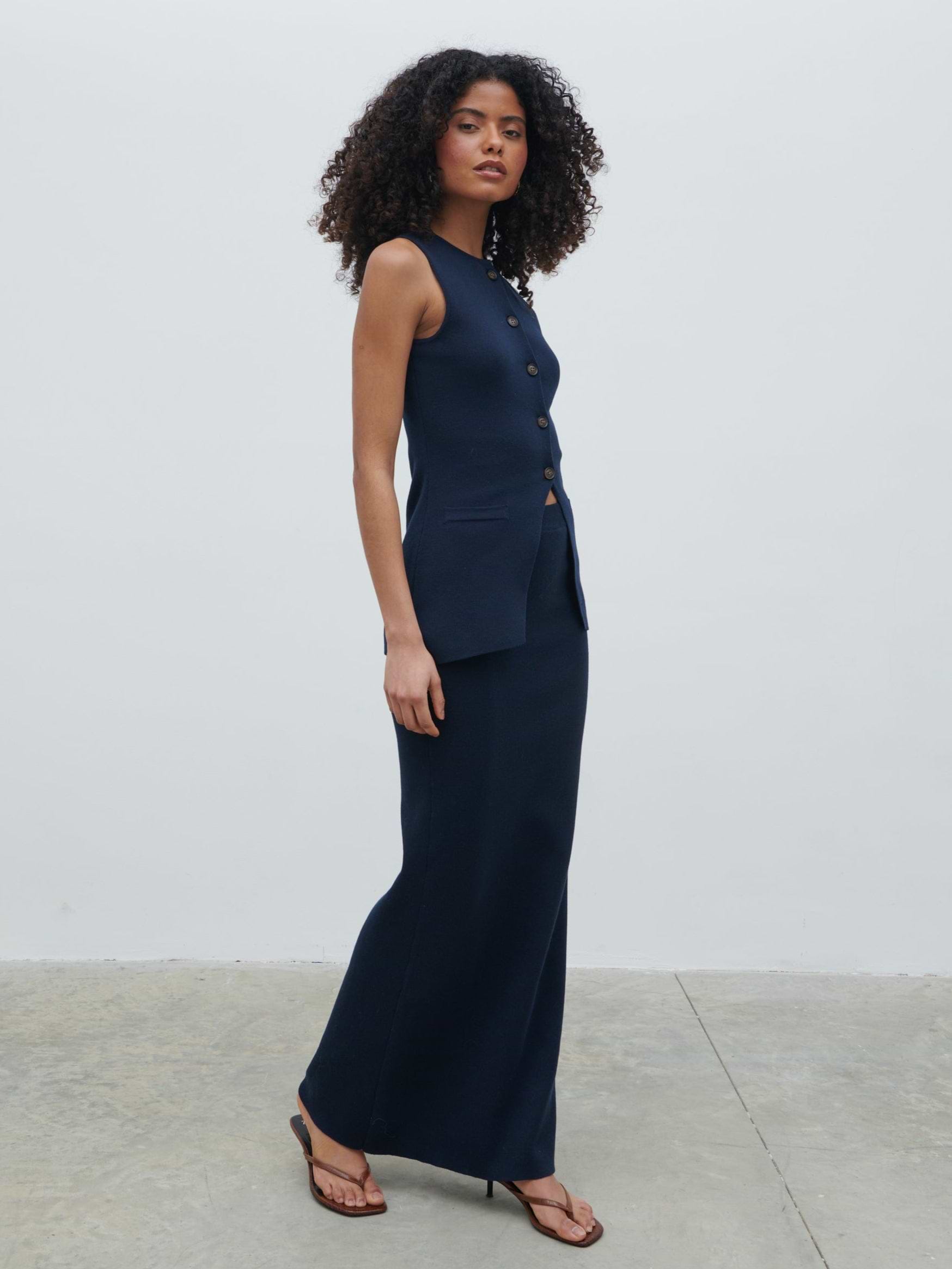 Alba Knit Waistcoat - Navy