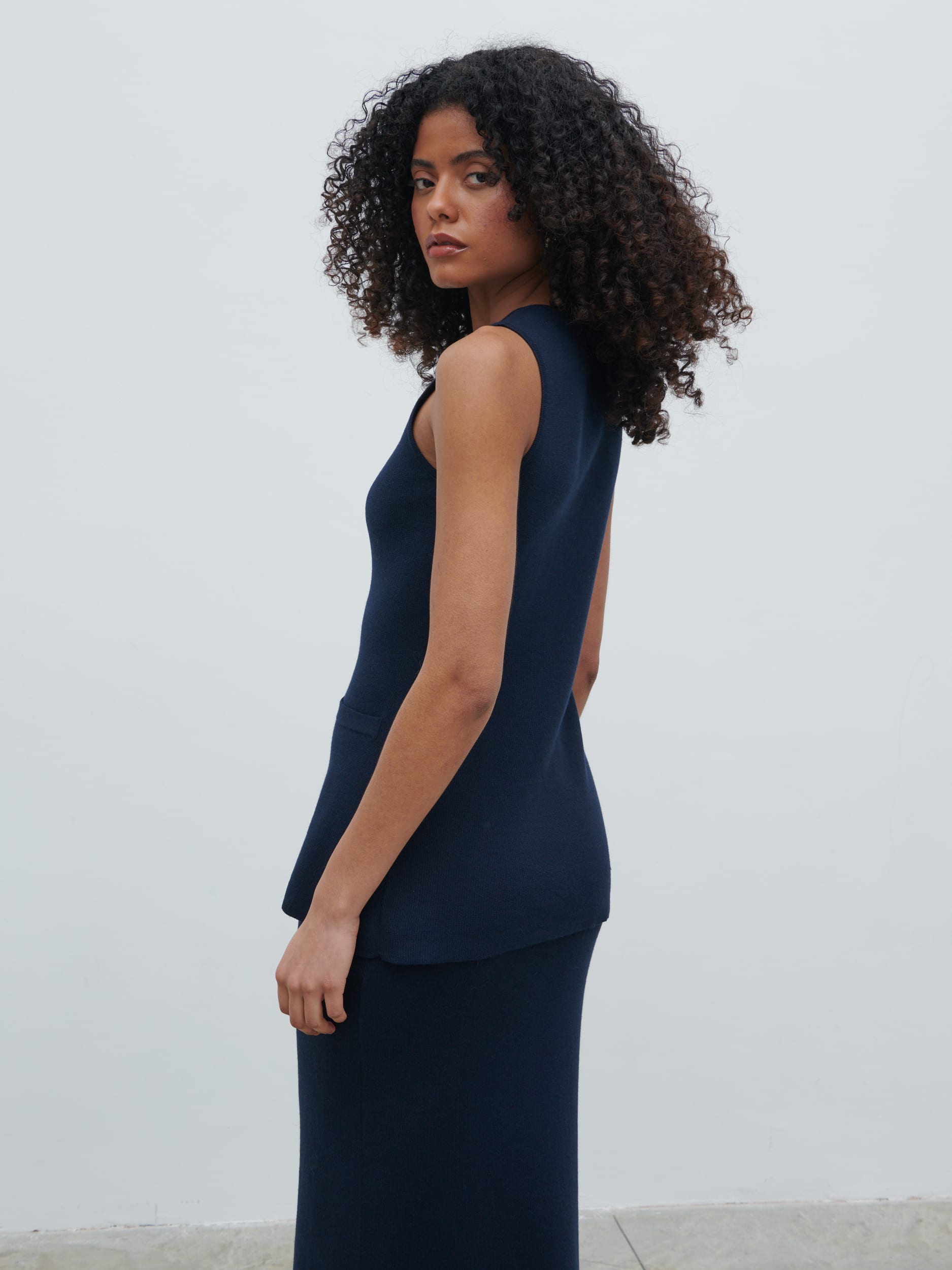 Alba Knit Waistcoat - Navy