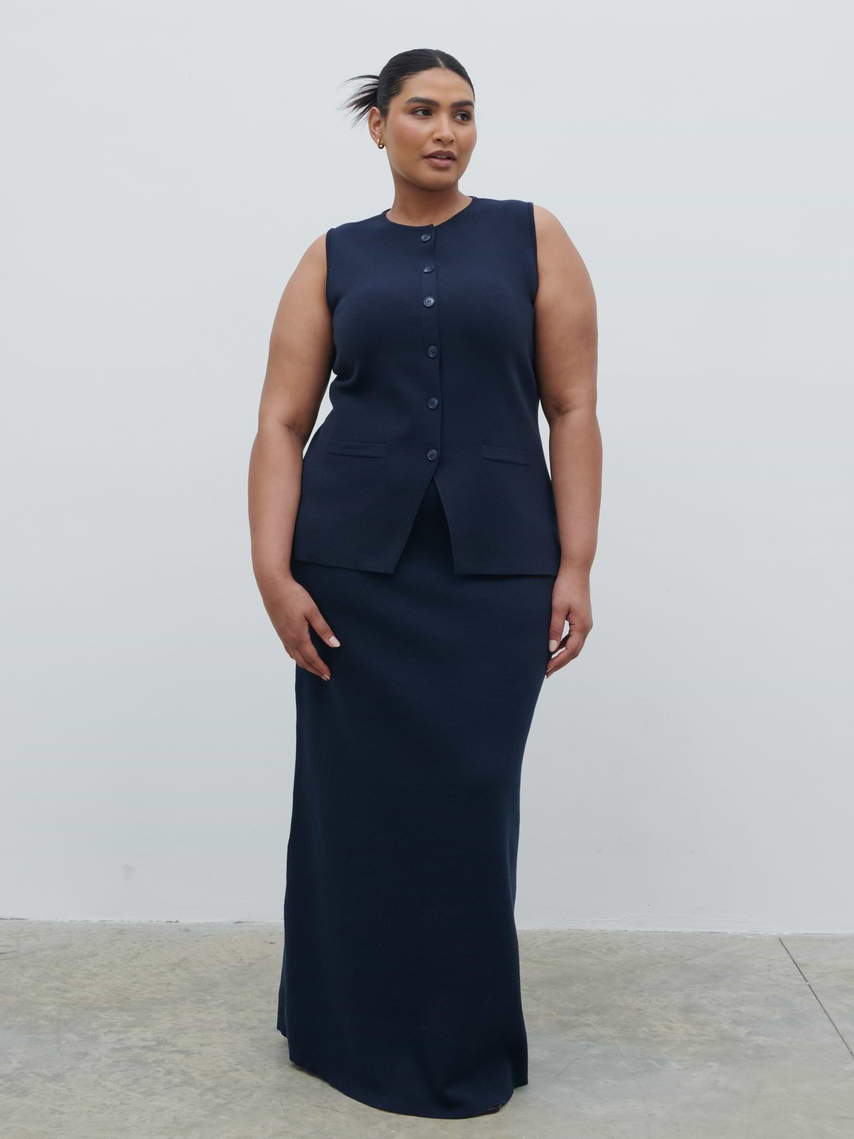 Alba Knit Waistcoat Curve - Navy