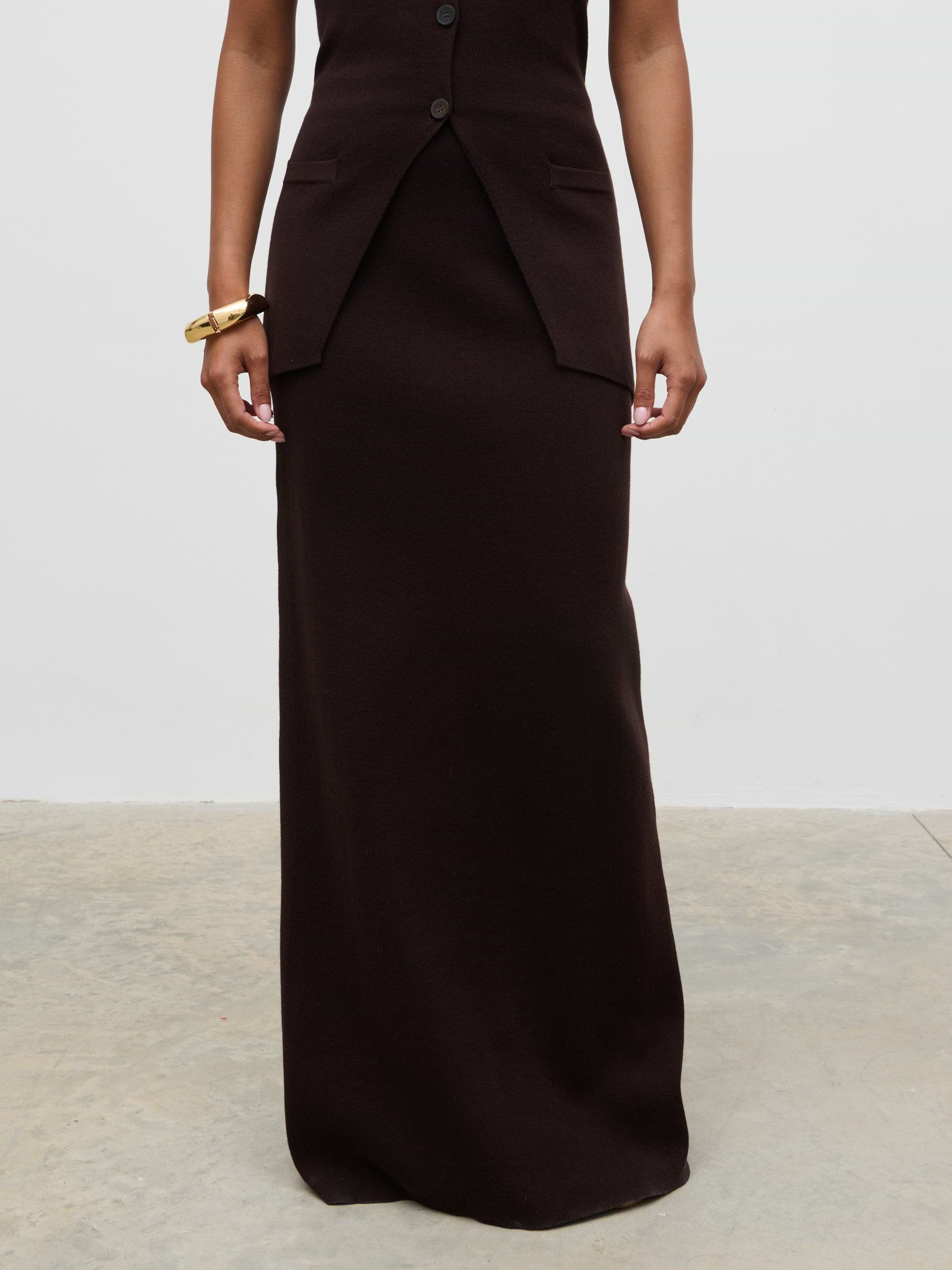 Alba Knit Maxi Skirt - Chocolate