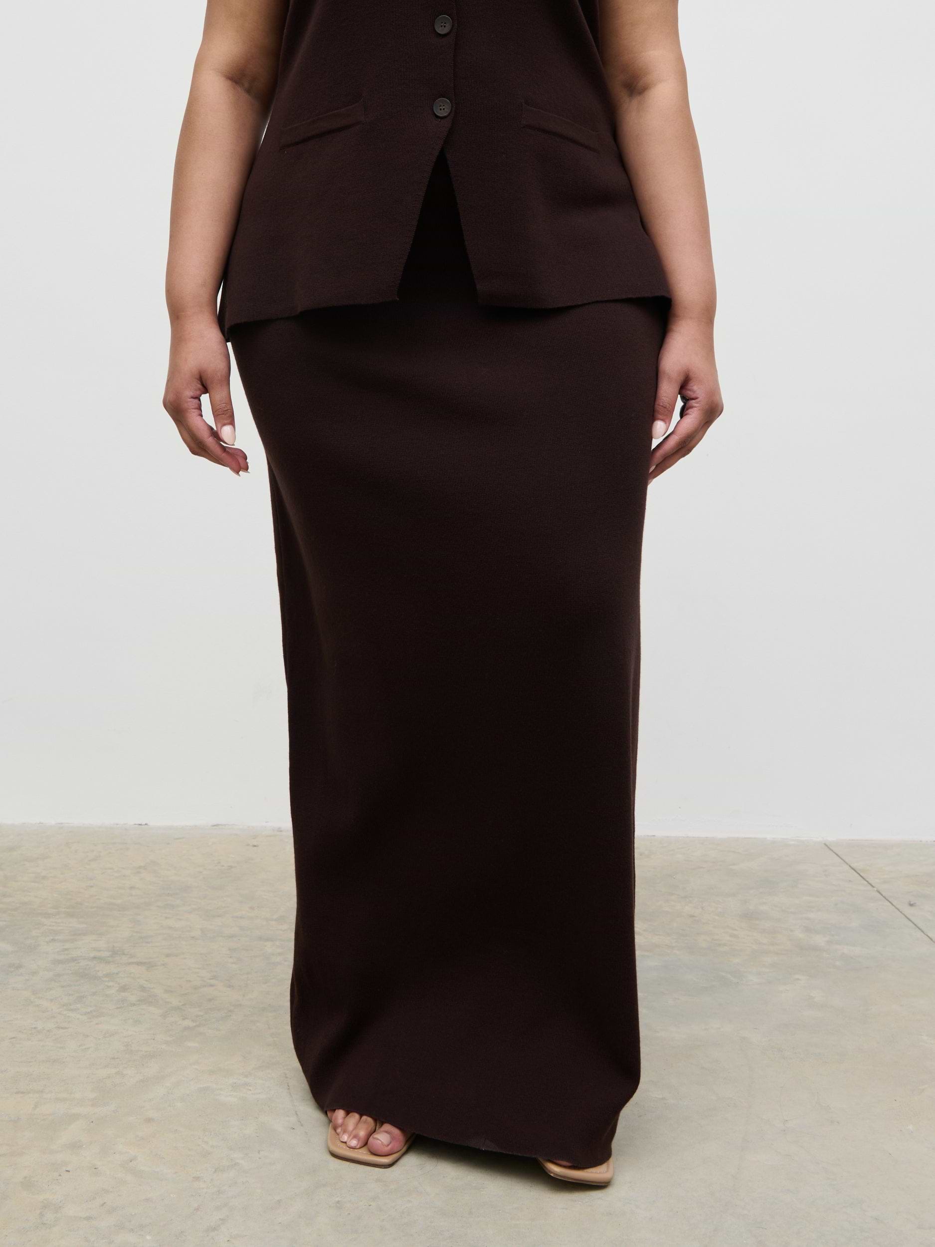 Alba Knit Maxi Skirt - Chocolate