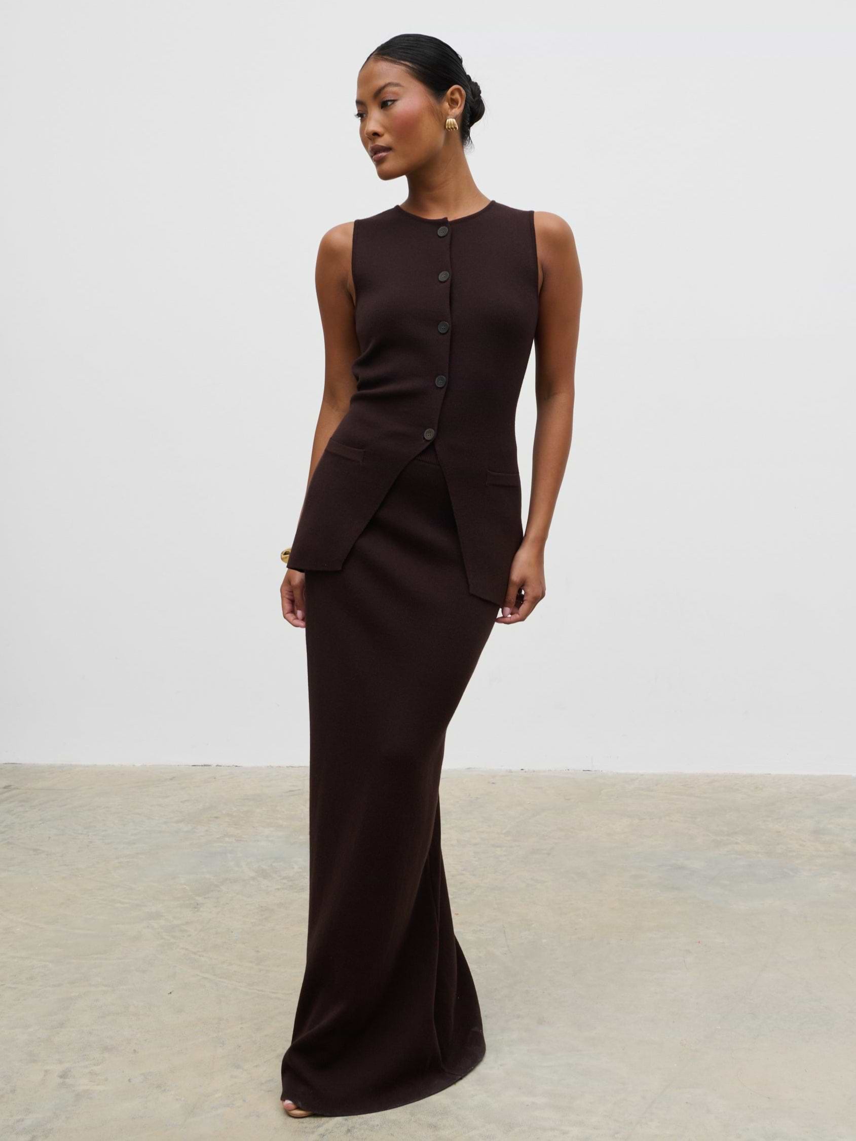 Alba Knit Maxi Skirt - Chocolate