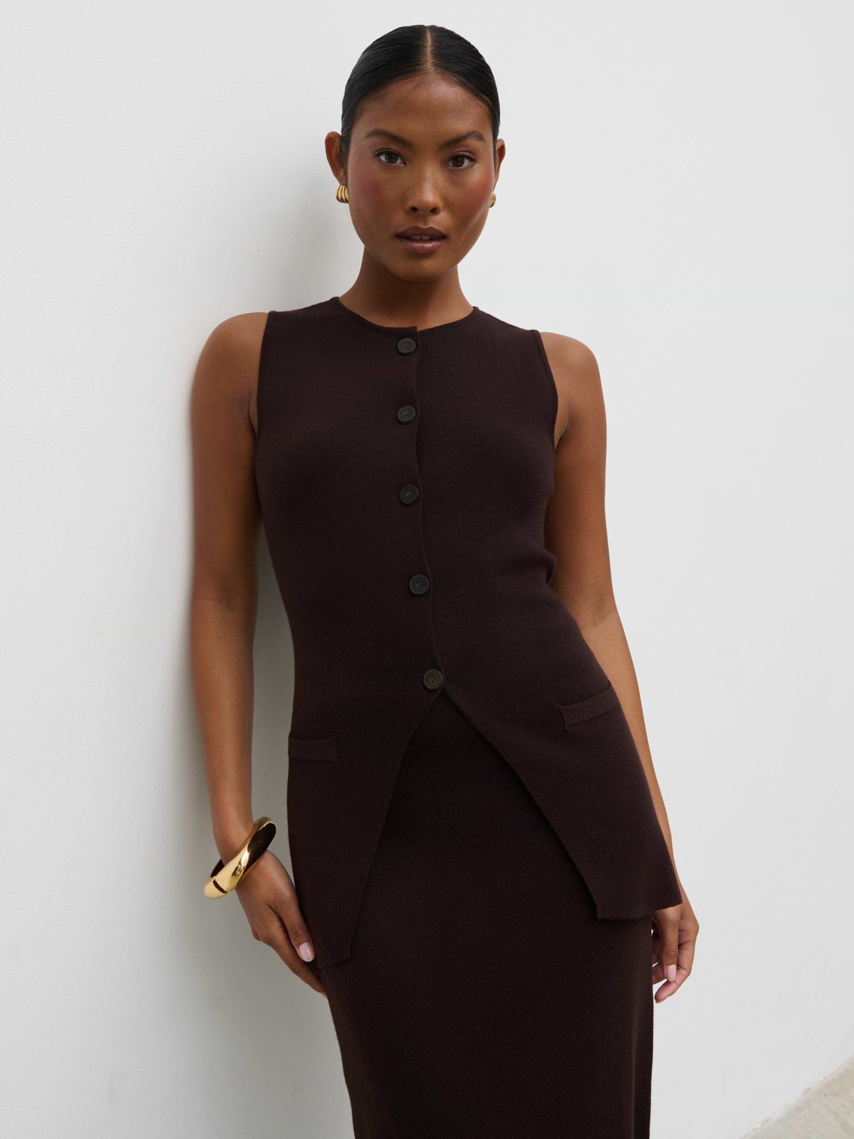 Alba Knit Waistcoat - Chocolate